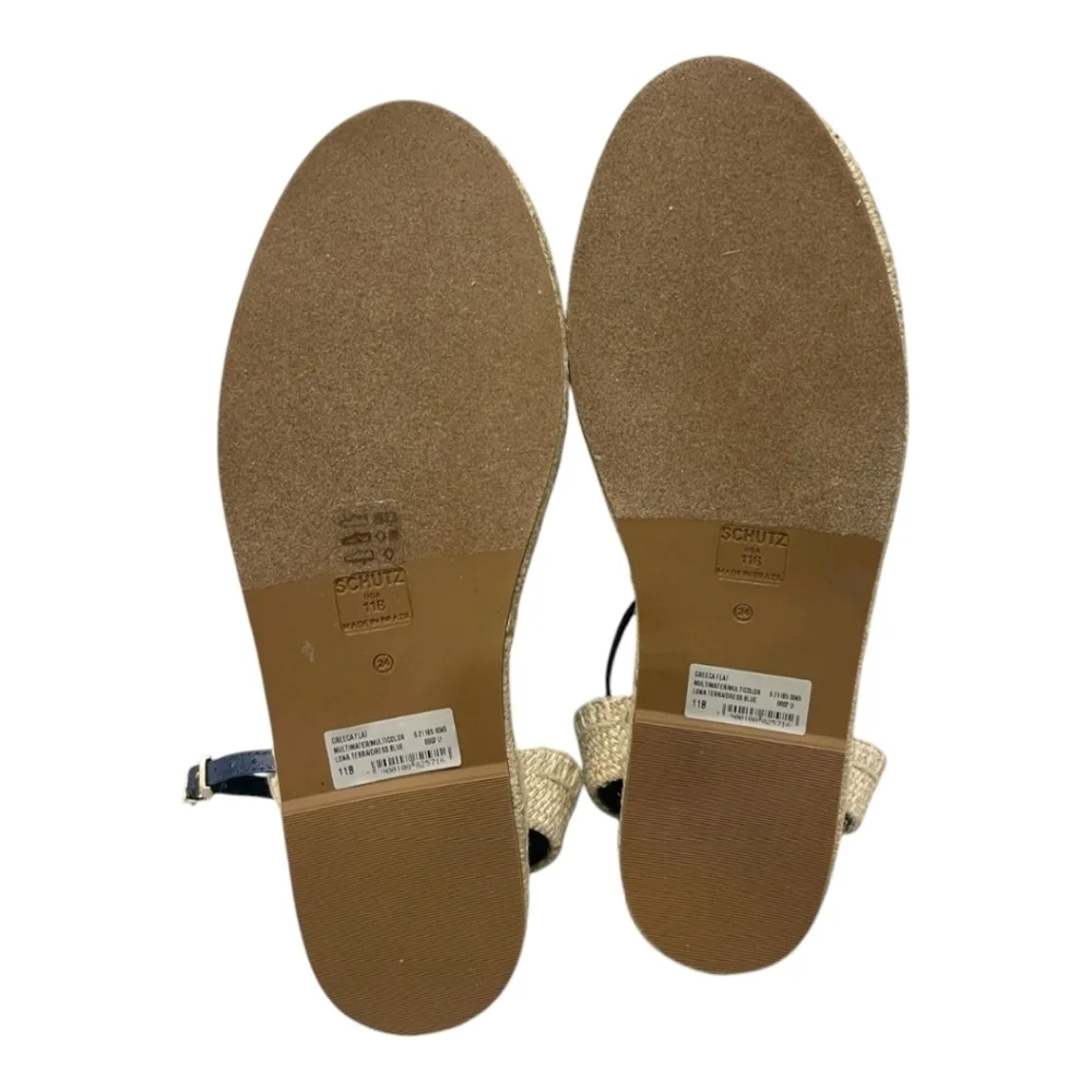 Schutz Womens Greeca Espadrille Flats US 11 Embroidered Ankle Strap New